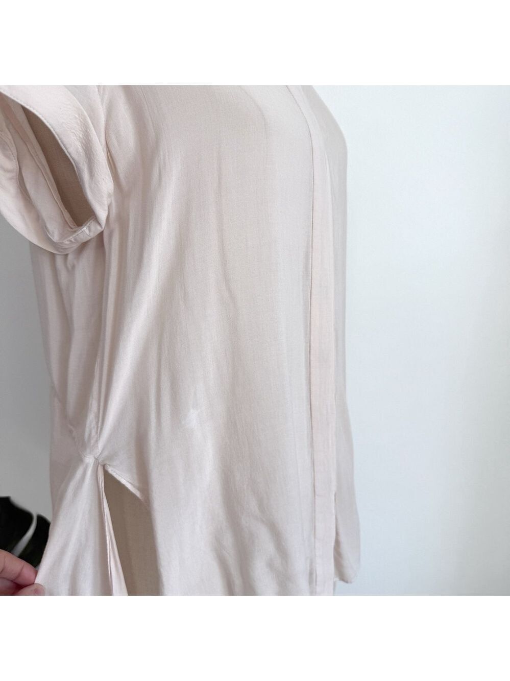 AllSaints Cheyne Blush Pink Shirt Blouse Women’s Size 6 Asymmetrical High Low - Picture 3 of 10